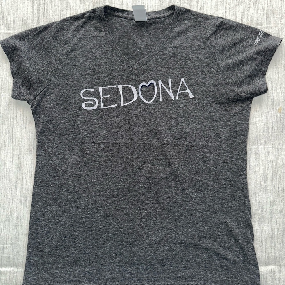Gray V-Neck T-Shirt with Sedona Print